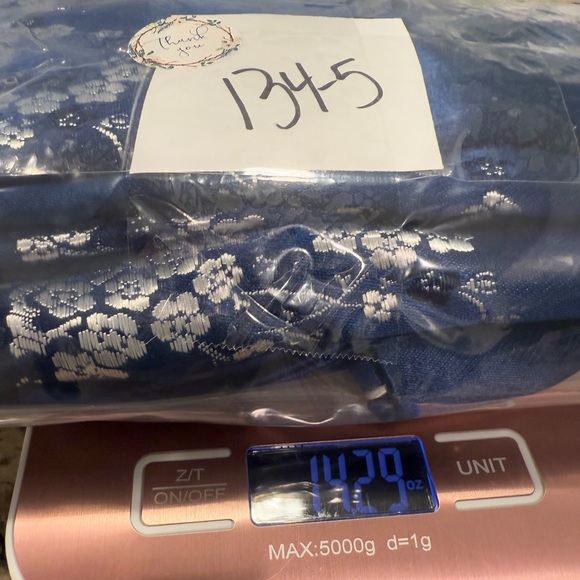 Jin Lin Asian influenced blue & white embroidered maxi dress SZ LG - Picture 11 of 12